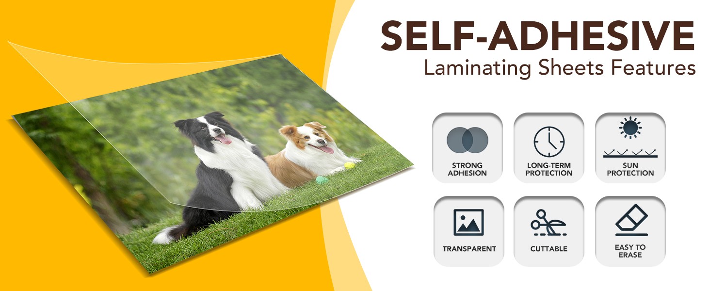 25 Pack Self Adhesive Laminating Sheets, 9 X 12 Inch, Clear Sticker Laminate