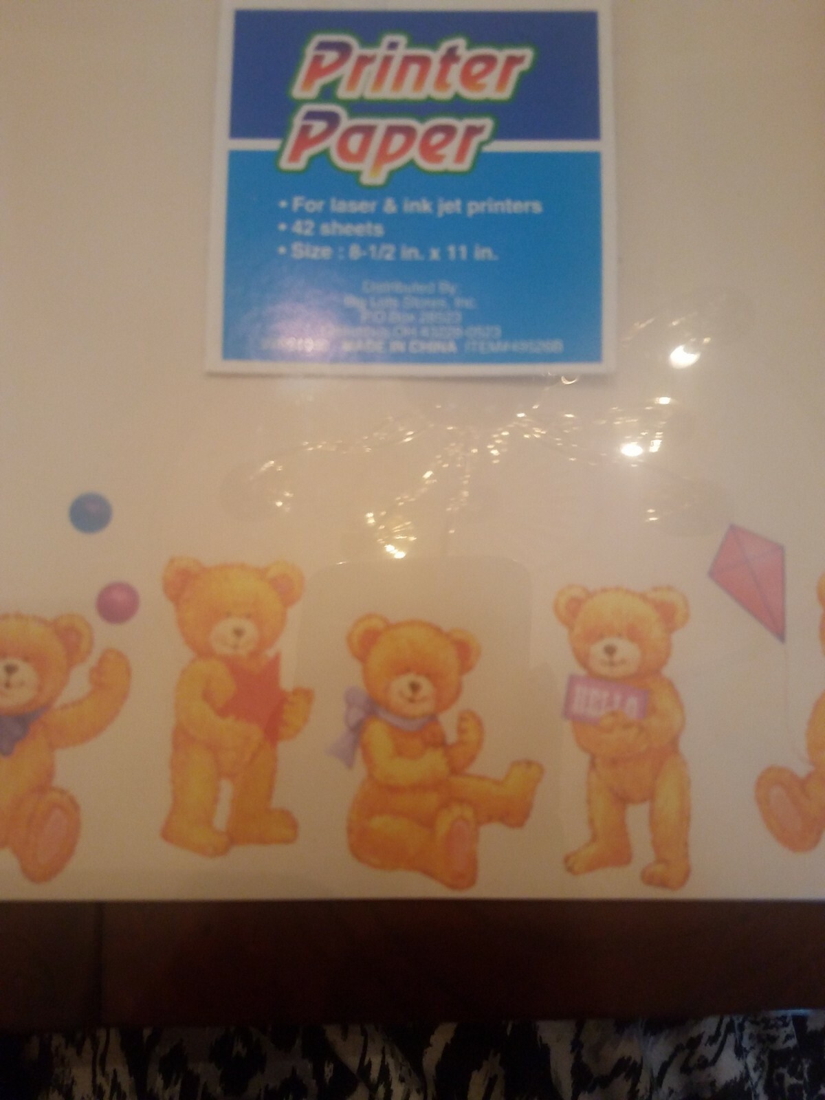 Printer Paper 42 Sheets Teddy Bears 8.5 X 11in.
