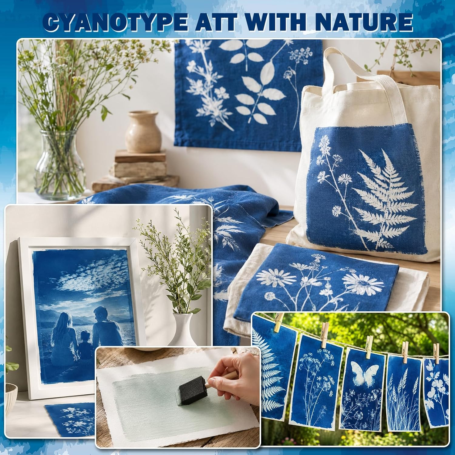 Cyanotype Kit, 5Pcs Cyanotype Solution Set with Cyanotype Part a and B, Sun Prin