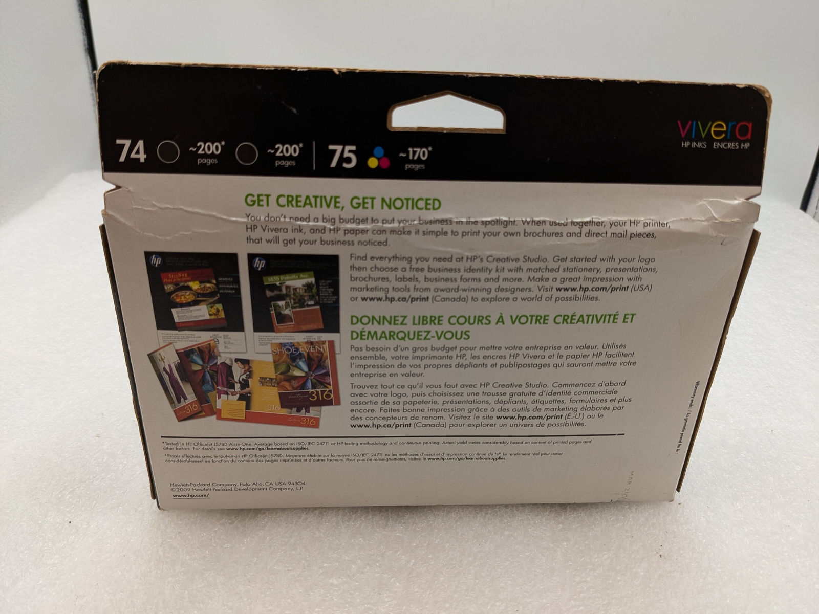 New HP 2 Pack 74 Black, 1 HP 75 Tri-Color & 5 Sheets Photo Paper CD976FN #140