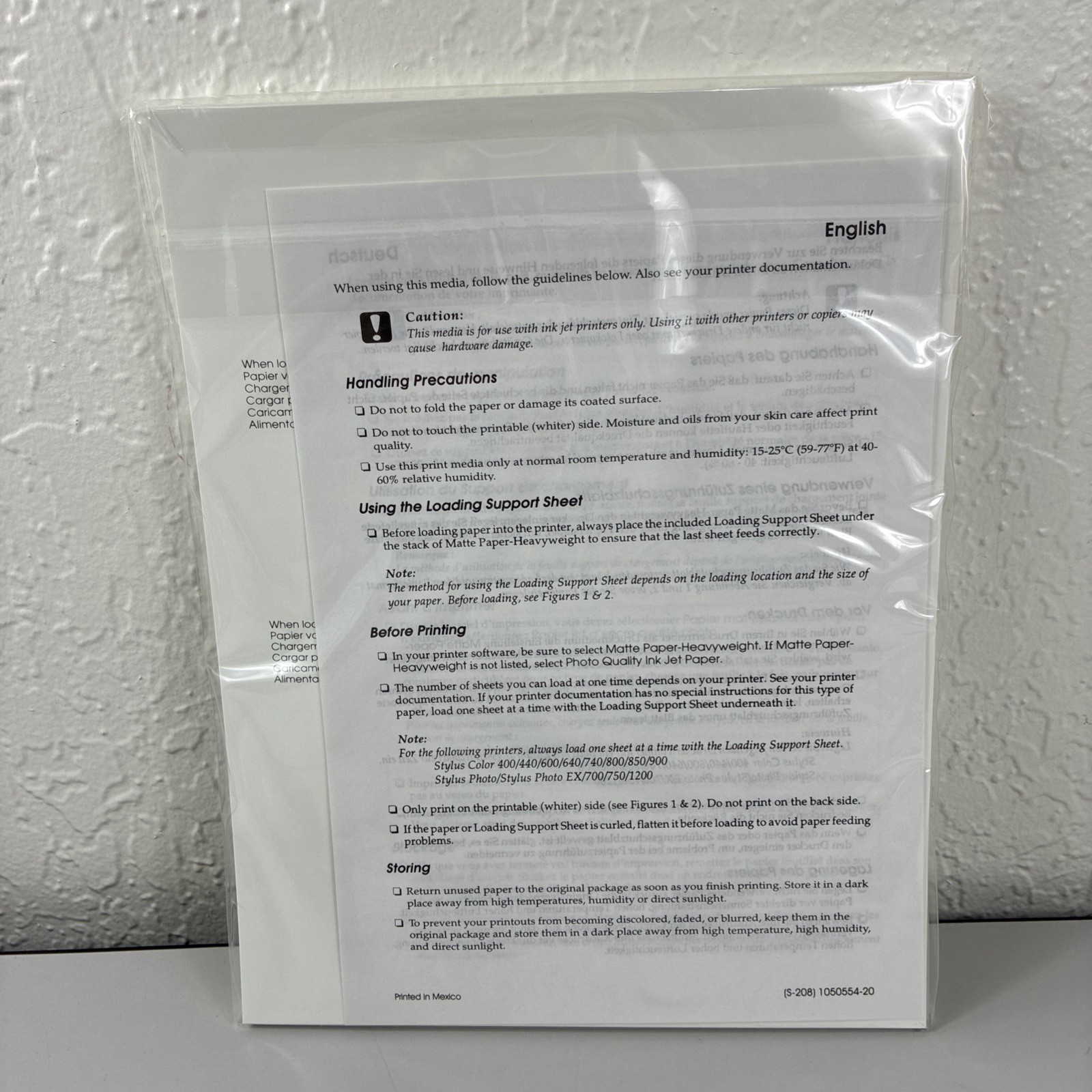 Epson S041257 Ink Jet Printer Matte Paper Heavyweight 50 Sheets Non-Glare Finish