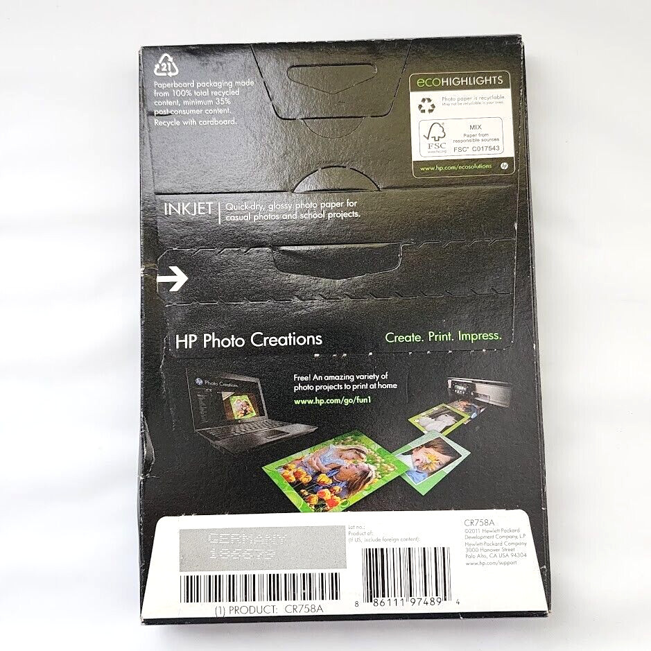HP Everyday Photo Paper 4 x 6 Glossy 50 Sheets HP CR758A Works with All Inkjet