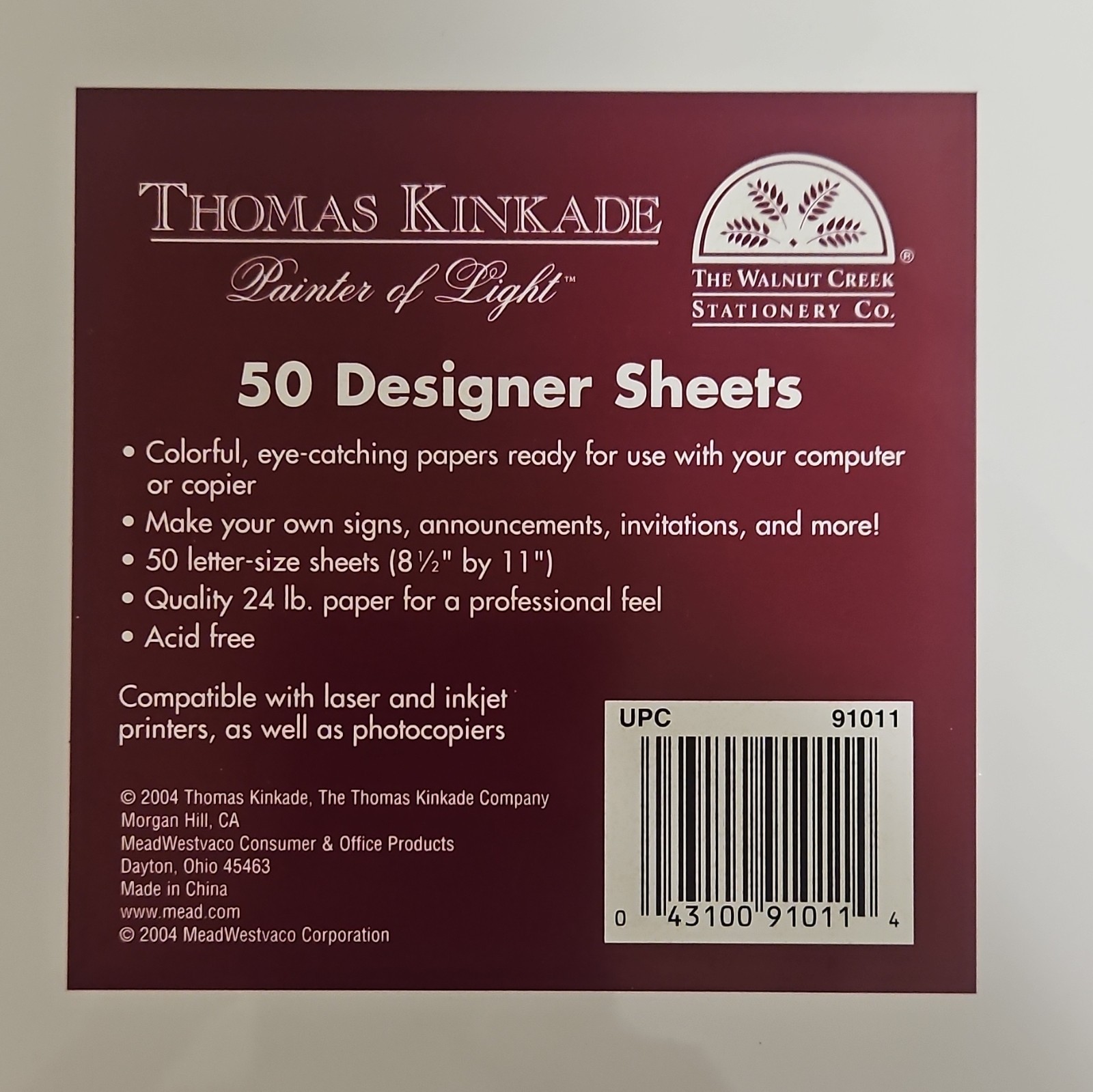 Thomas Kinkade Printer Paper 50 Sheets 8.5×11 White 24lb Designer Inkjet/Laser