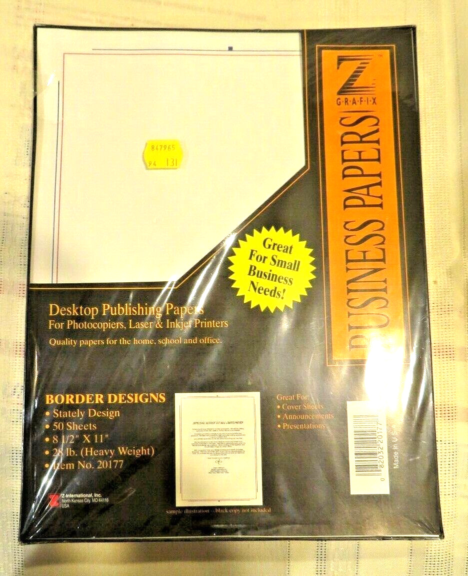 Unused -Z Grafix Desktop Publishing Business Papers Blue/Red Border 8 1/2” x 11”