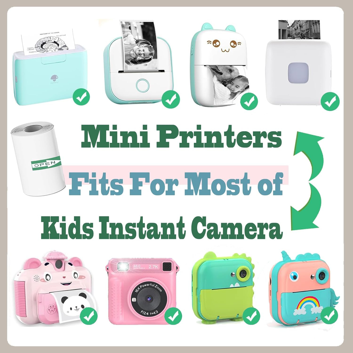 10 Rolls Mini Thermal Printer Paper, 57 X 25Mm Sticker Paper for Most Kids In…