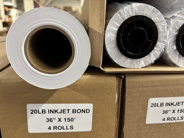 4 ROLLS 36” X 150′ 20lb HP DesignJet Plotter Paper
