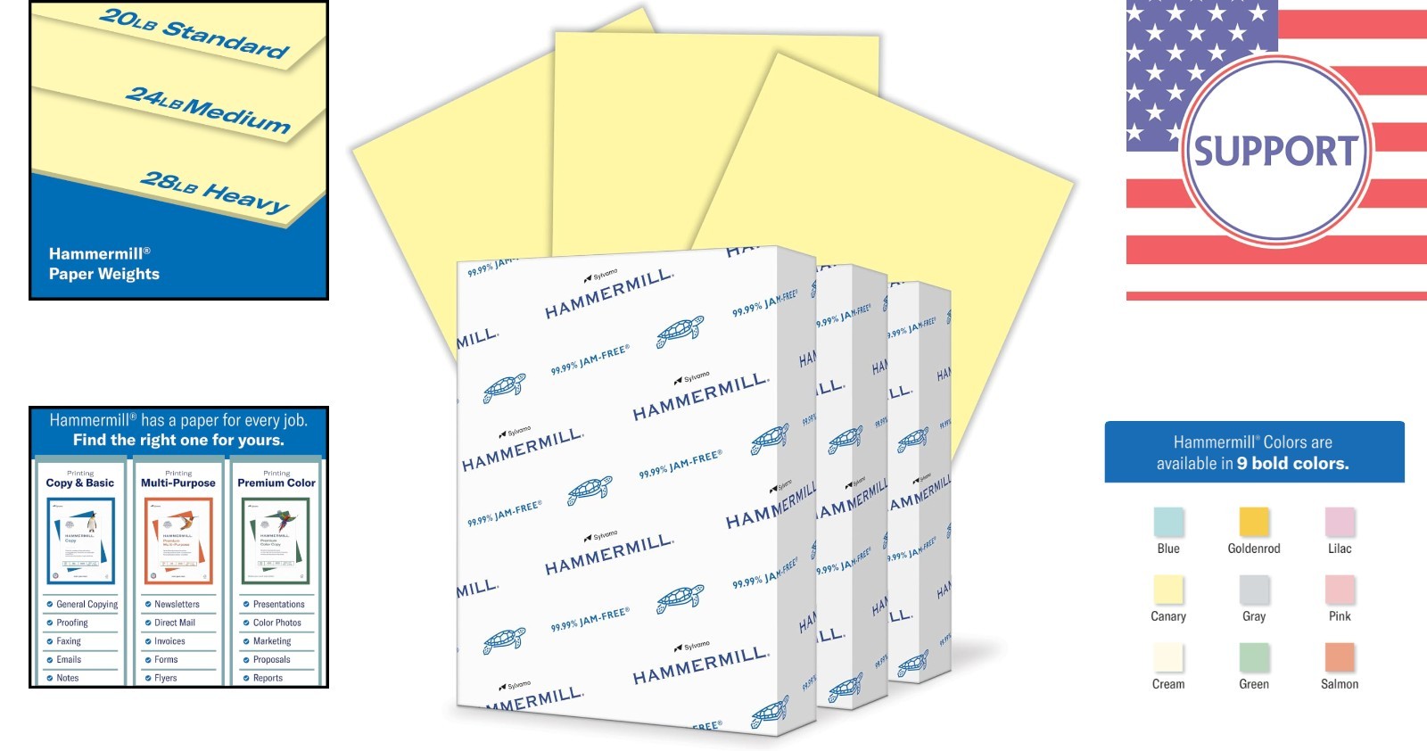 Vibrant 20 lb Colored Paper – 8.5×11, 3 Reams, 1500 Sheets – Jam-Free Guarantee