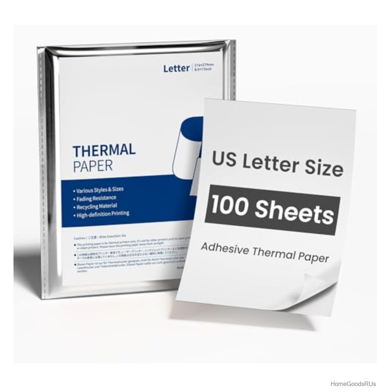 Adhesive Thermal Paper 8.5×11 Letter Size 100 Sheets Peel and Stick Shipping