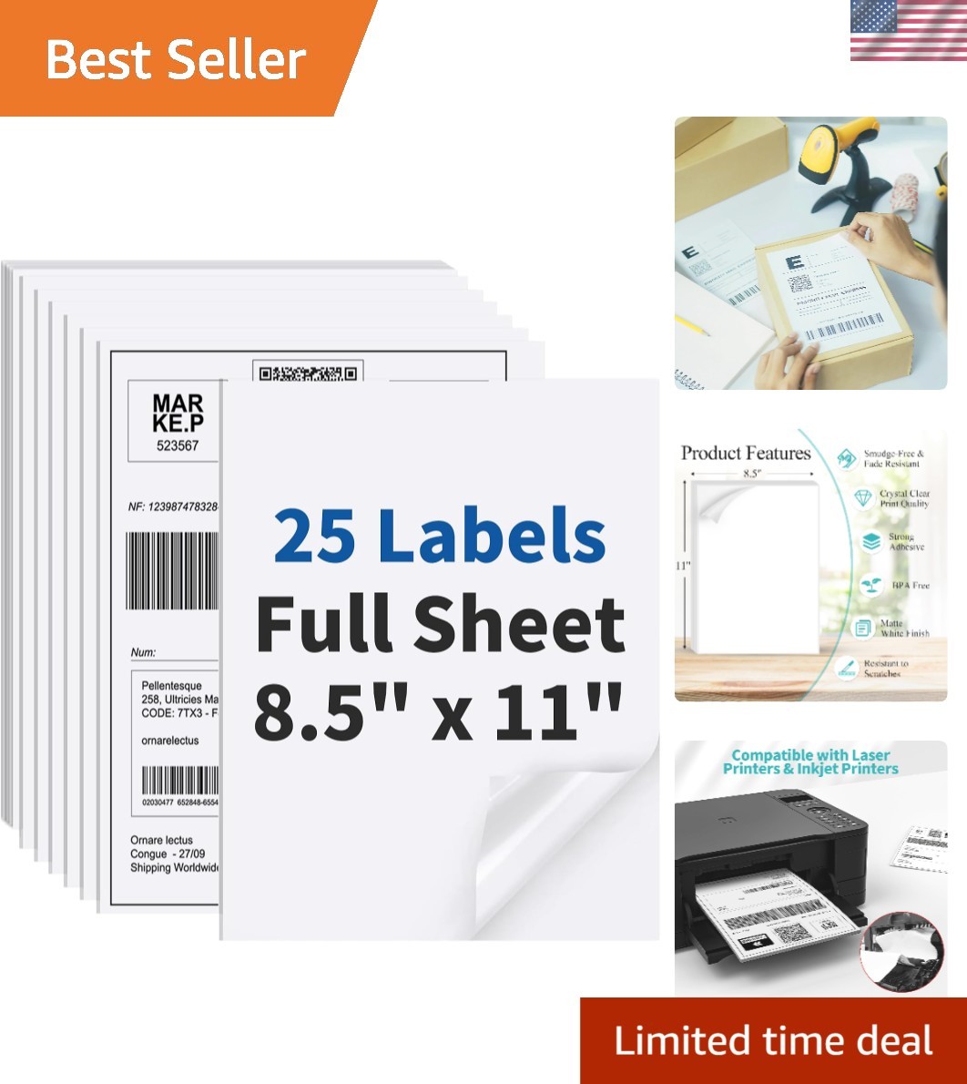 Versatile 25 Sheets Matte White Label Paper, Perfect for Crafters & Business