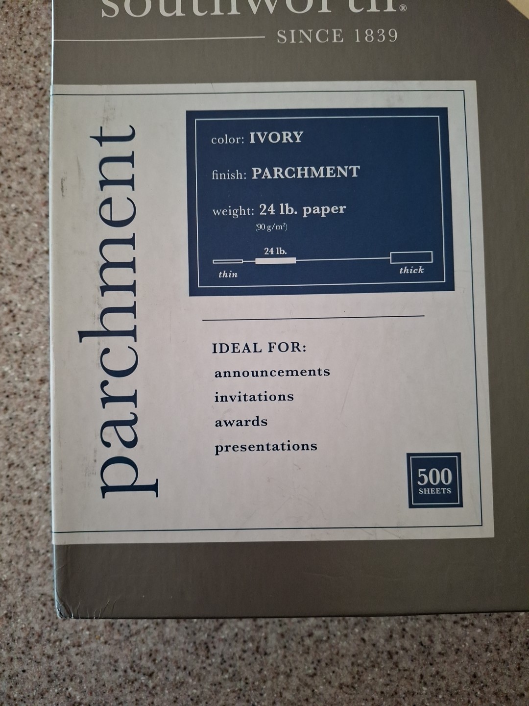 Southworth 984C 24 lb 8.5″ x 11″ Parchment Specialty Paper – Ivory (1/BX) New
