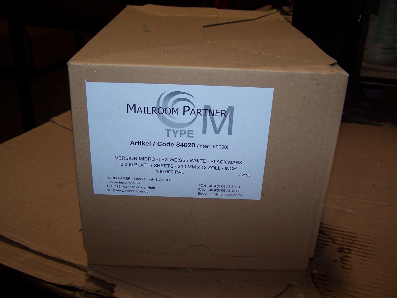 NEW SKID (40) OF MAILROOM PARTNER 84020 DOT MATRIX PAPER 210mm X 12″ 2,000 SHEET