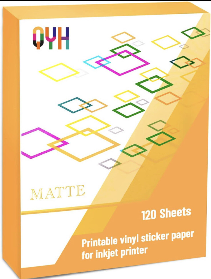 Printable Vinyl Sticker Paper for Inkjet Printer Clear Labels 120 Sheets Matte