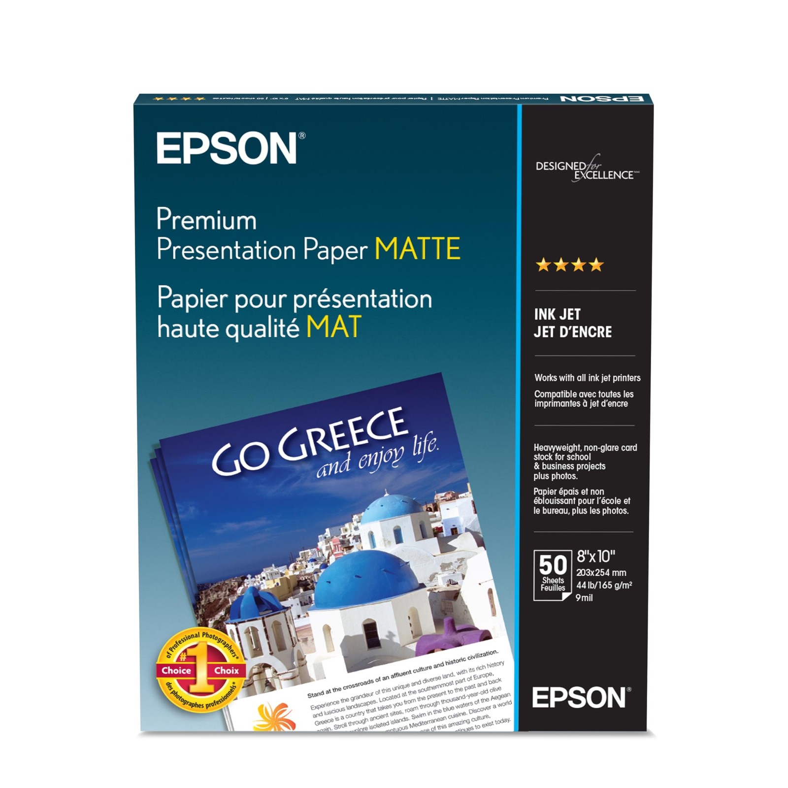 Epson Premium Presentation Paper MATTE (8×10 Inches, 50 Sheets) (S041467),Bri…