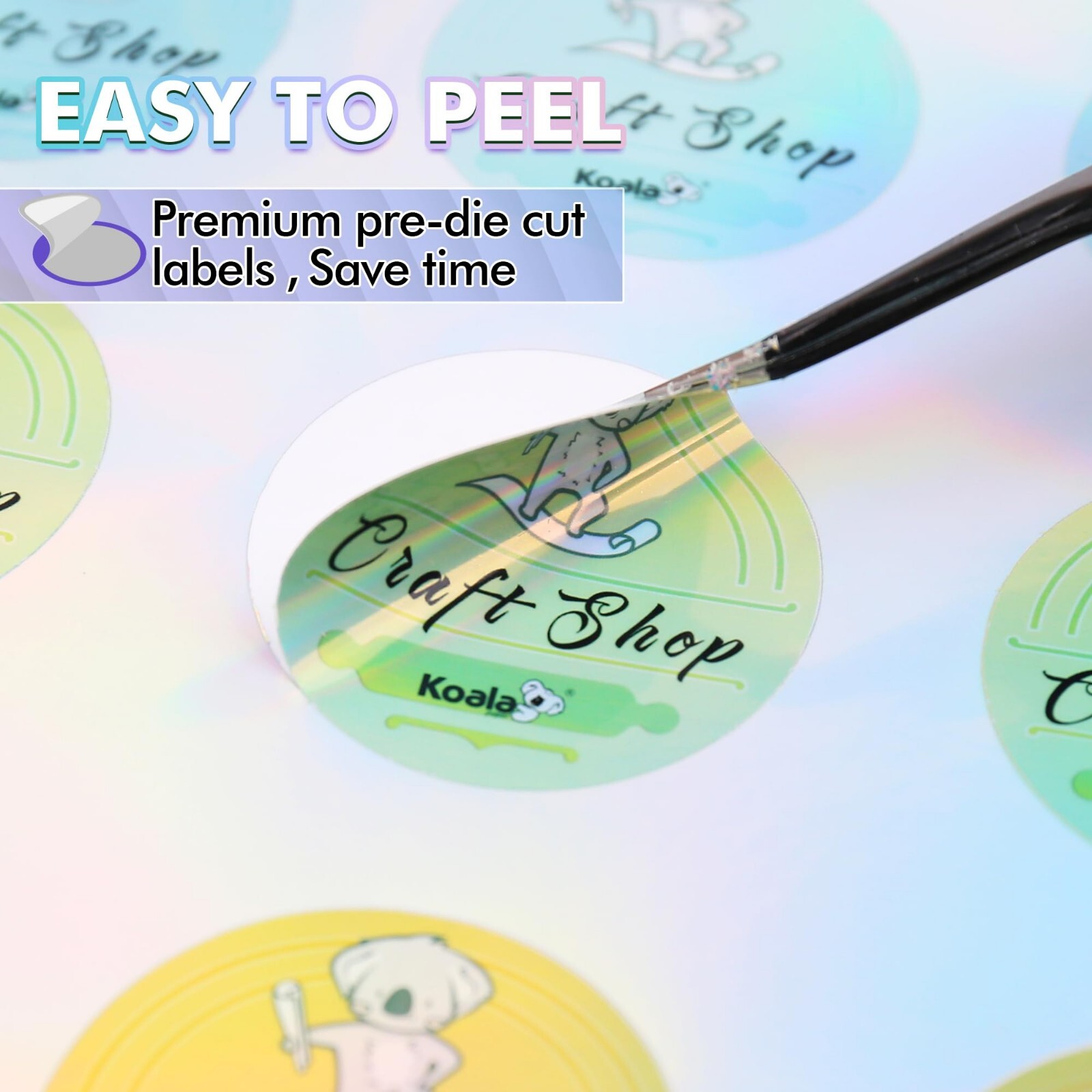Lot 60-480 Koala Holographic Round Label 2″ Vinyl Sticker Paper for Inkjet Laser
