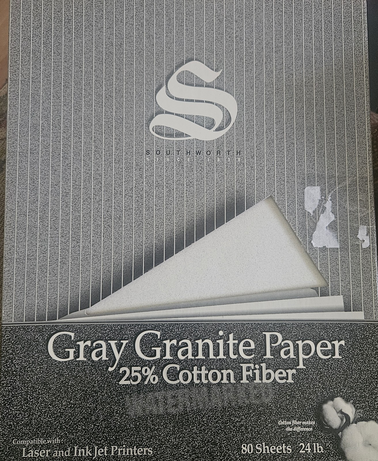 Southworth Gray Granite Business Paper 24lb 80 Sheets 25% Cotton P914C