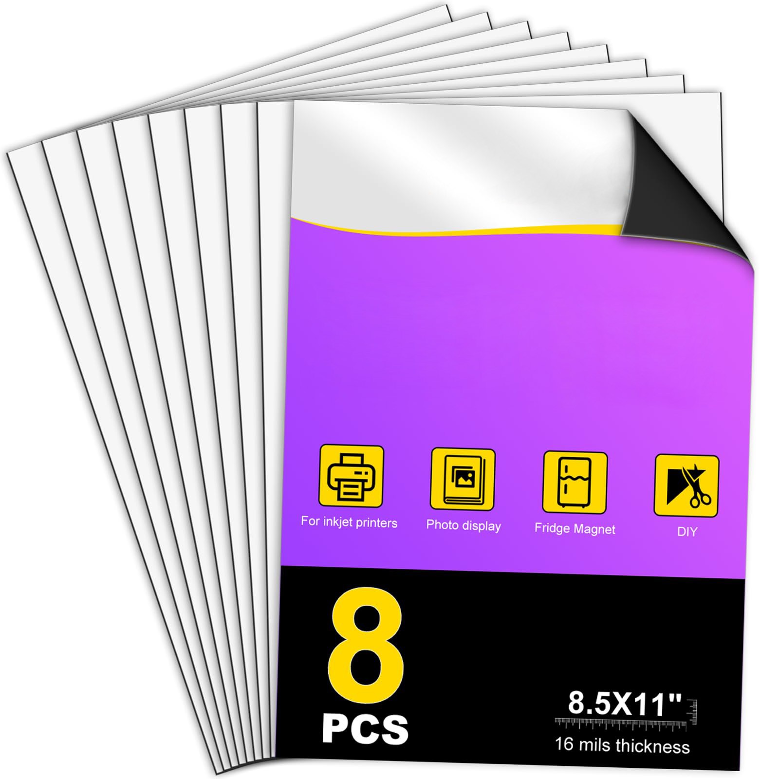 8Pcs Non Adhesive Magnetic Paper, 8.5×11 Inch for DIY Photo Crafts