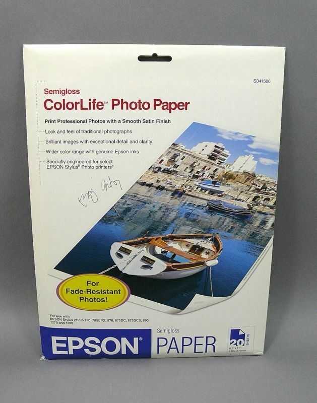 Epson Semigloss color Life Photo paper. 8 1/2 x 11, 20 sheets