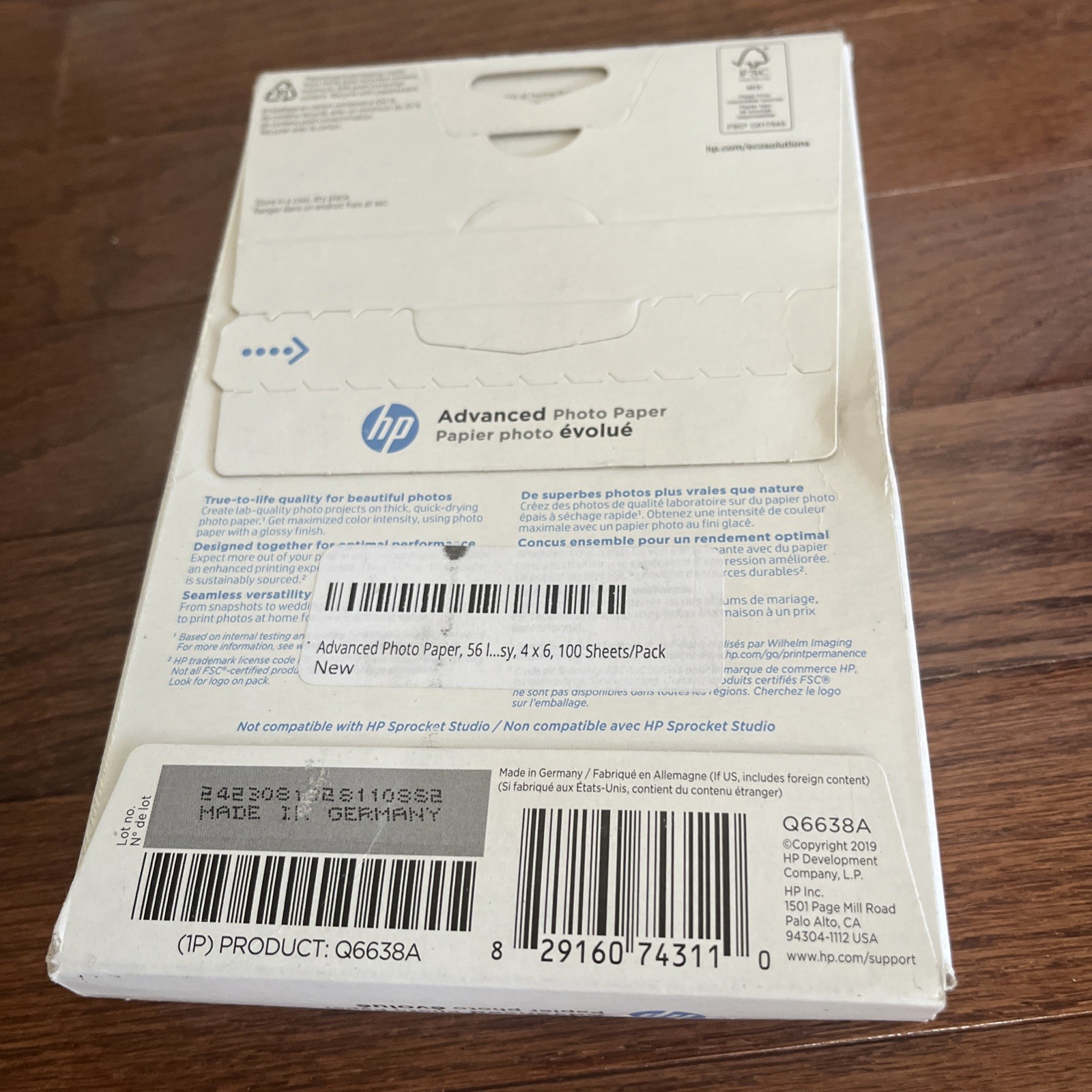 Hewlett Packard Q6638A 4 x 6 inch Glossy Printer Paper – 100 Sheets