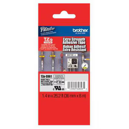 Brother Tzes961g Label/Ribbon Cartridge, Silver, 1-1/2 In W