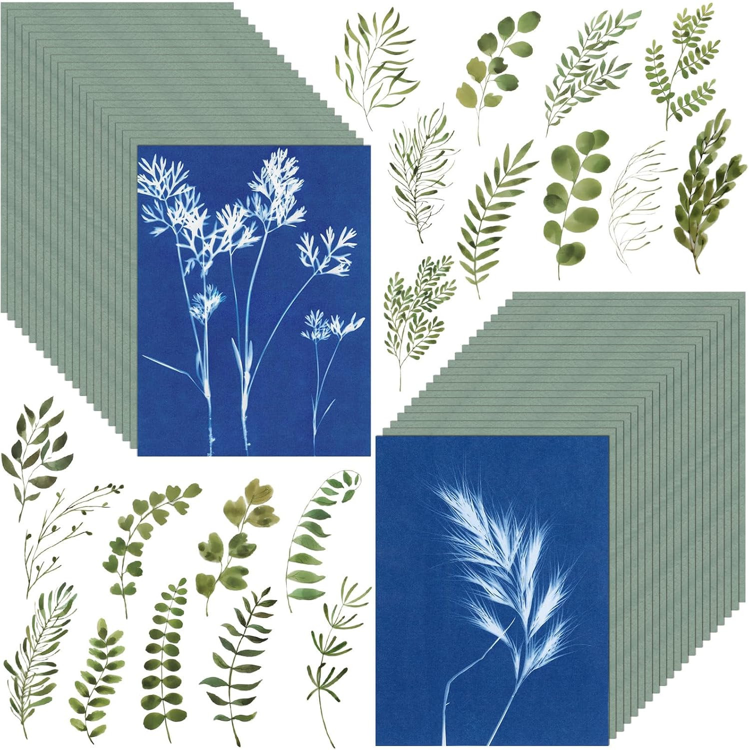 LIGHOON 40 PCS Cyanotype Sun Print Kit, A5 Sensitive Solar Art Paper Kit with 20