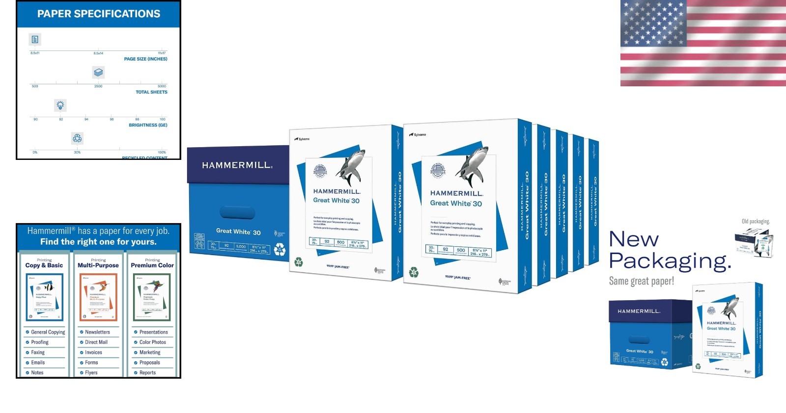 Eco-Friendly 30% Recycled Printer Paper, 5000 Sheets