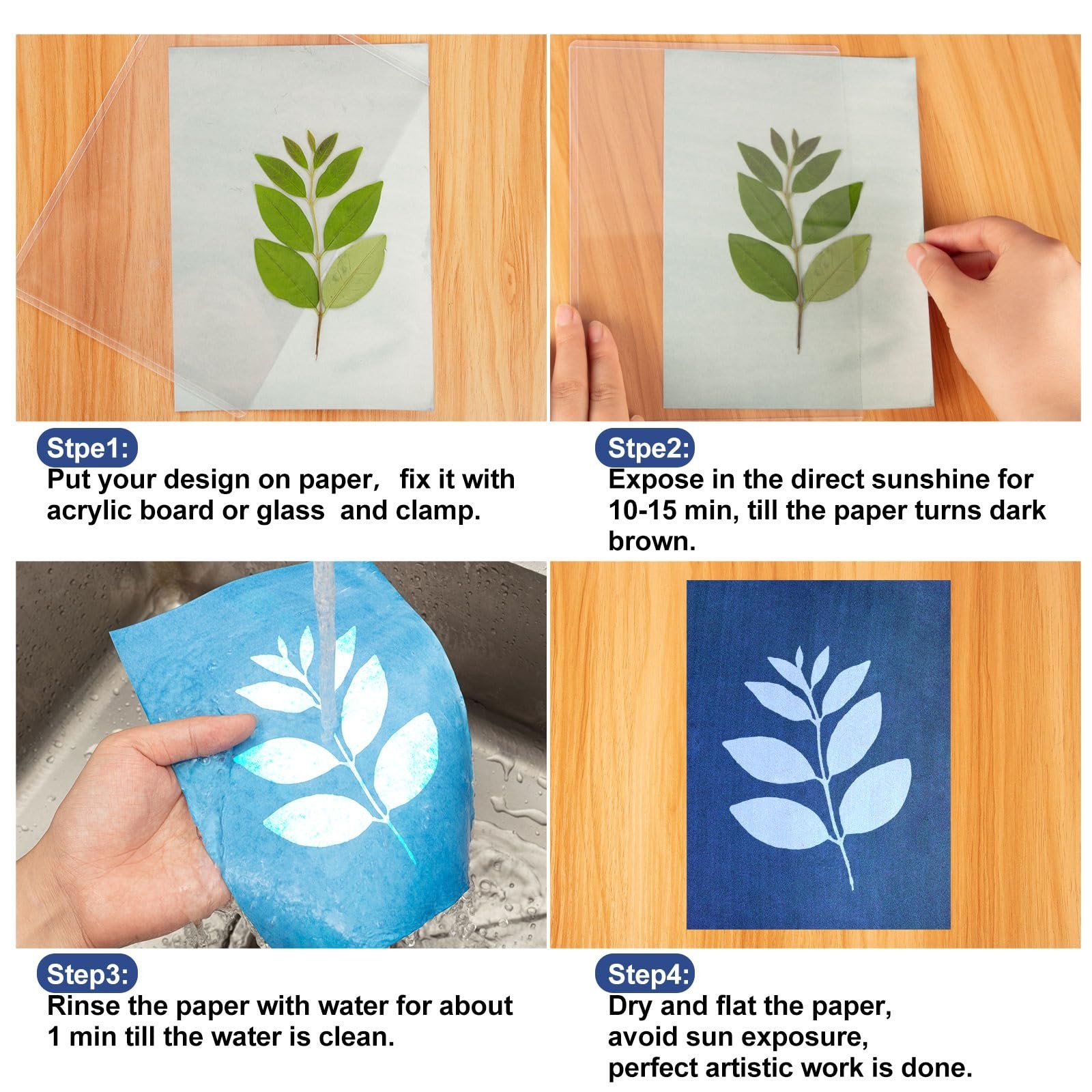 Cyanotype Sun Print Paper Kit – 100 Sheets A5 Solar Activated Art Supplies
