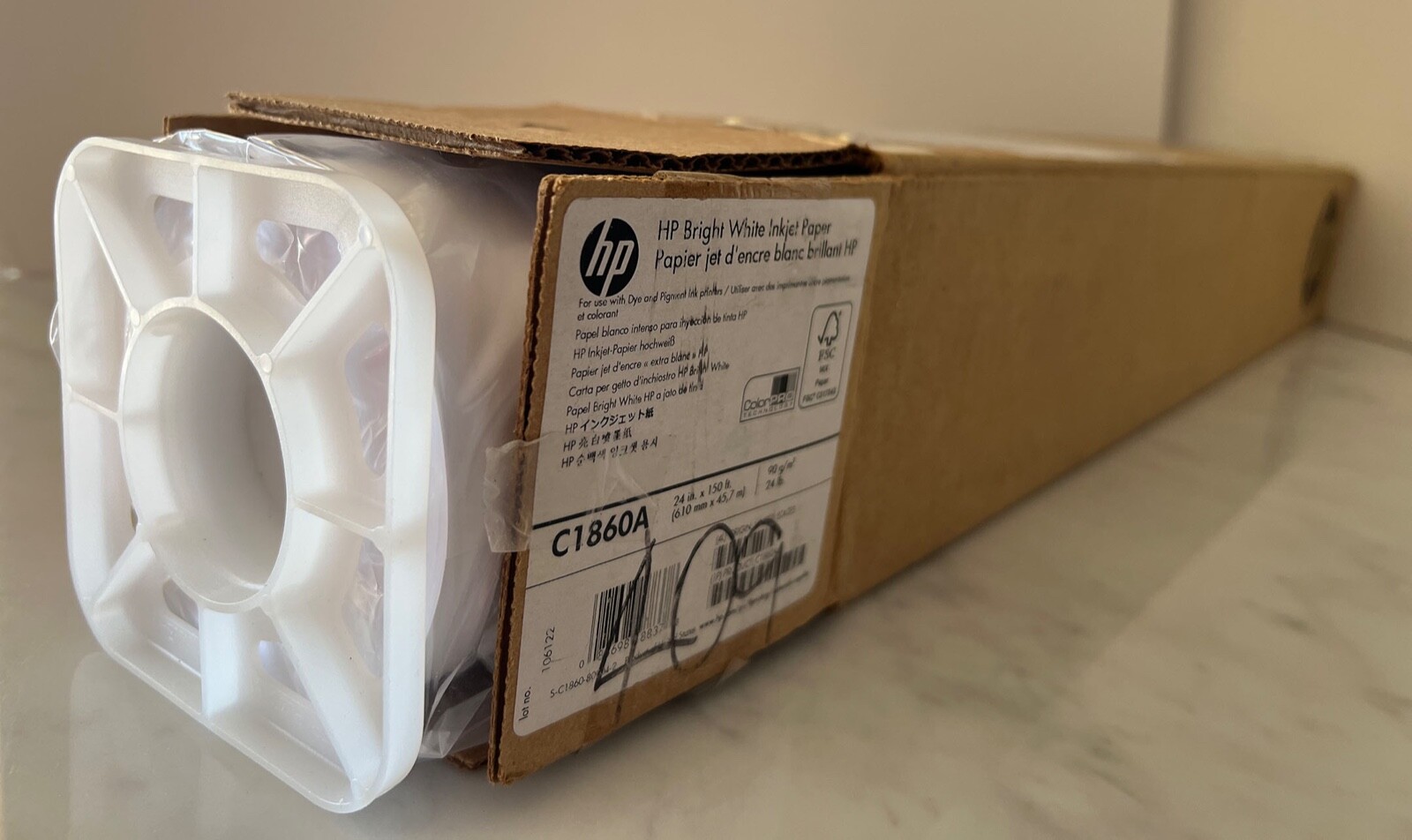 HP Bright White Inkjet Paper 24 Inches x 150 Feet Roll C1860A, NEW Genuine