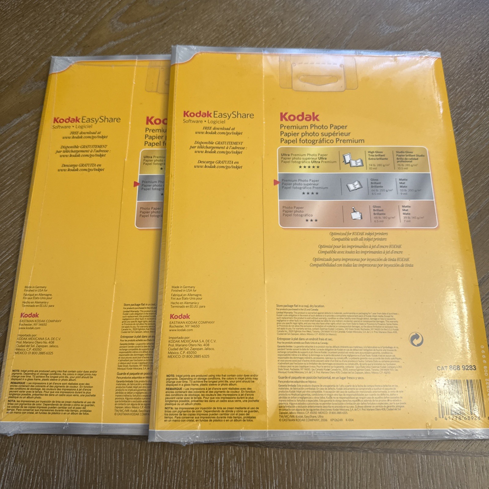 Kodak Premium Photo Paper/Gloss/Instant Dry 8.5x 11 in. 2 25 Sheet Packs NEW