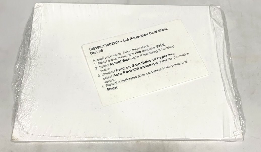 Perforated Cardstock, 4×5 100196.T1002201 -Lot of 125-
