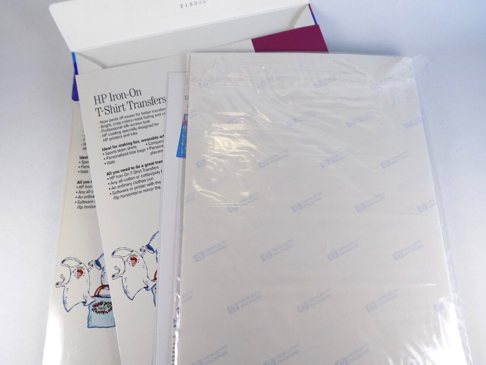 T-Shirt Transfers HP Hewlett Packard Inkjet Iron On Sheets 2 Packs of 10