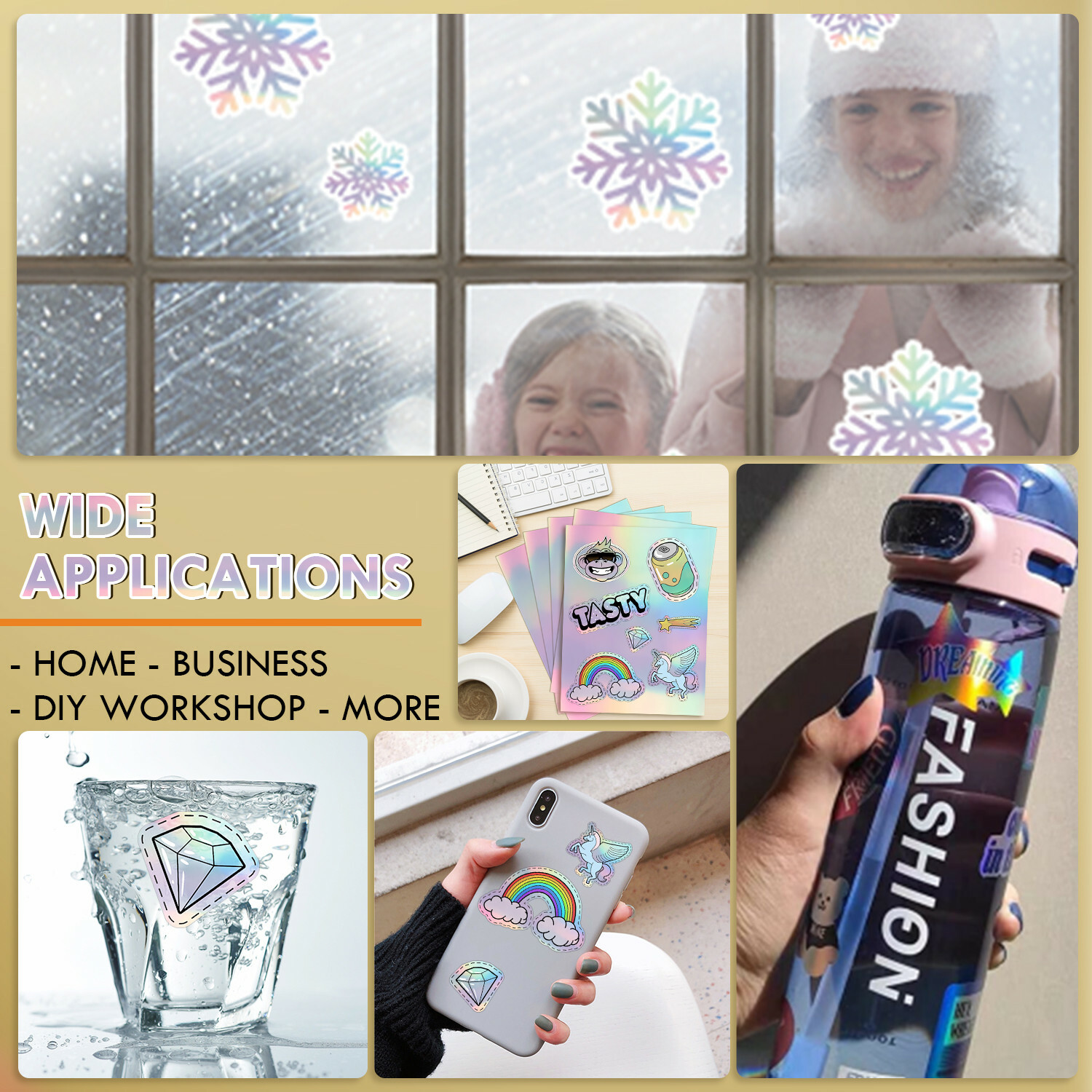 20 Sheets Koala Holographic Sticker Paper for Inkjet Laser Printer Glossy White