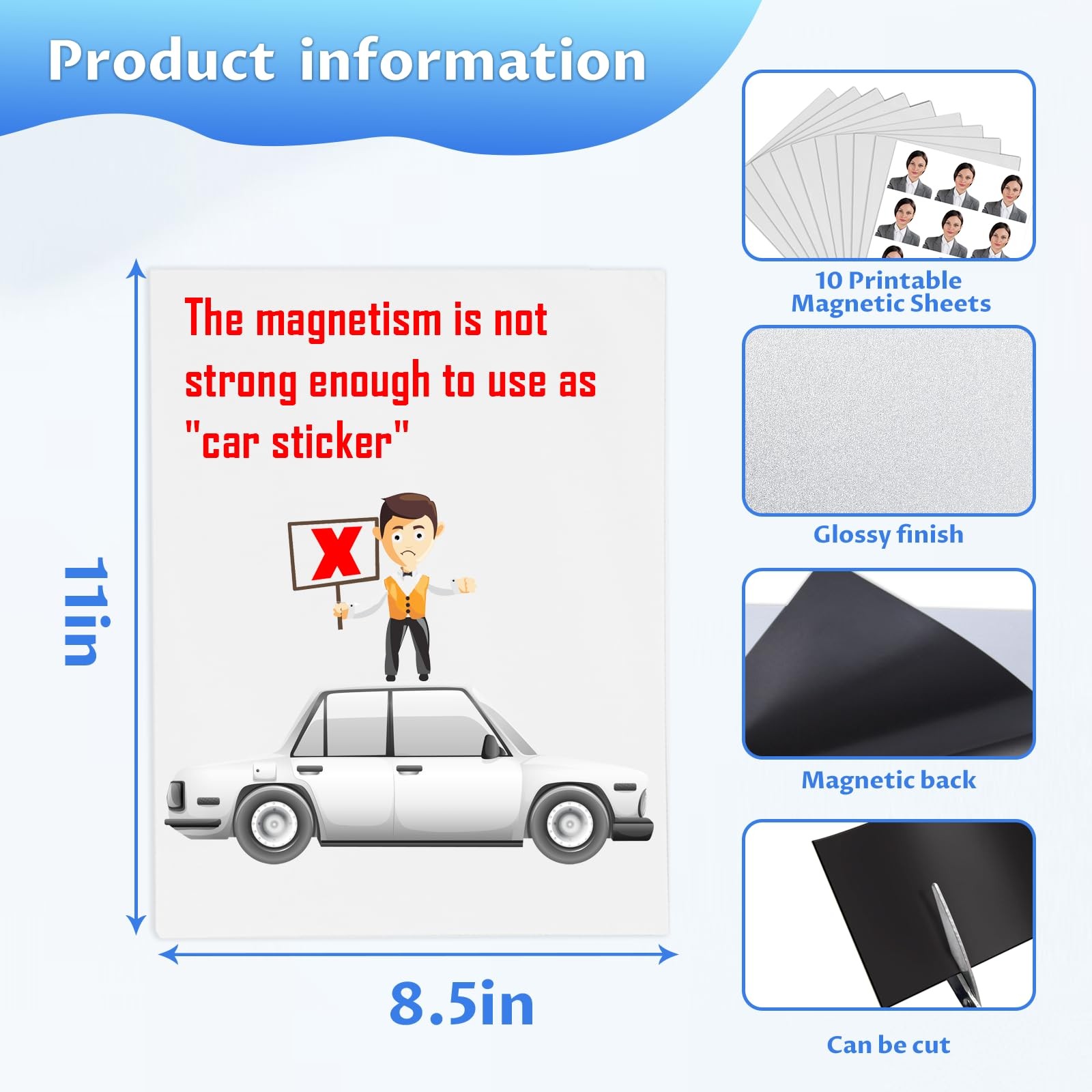 Printable Magnetic Sheets 8.5×11 Inches for Inkjet Printers, 8 Sheets Glossy …