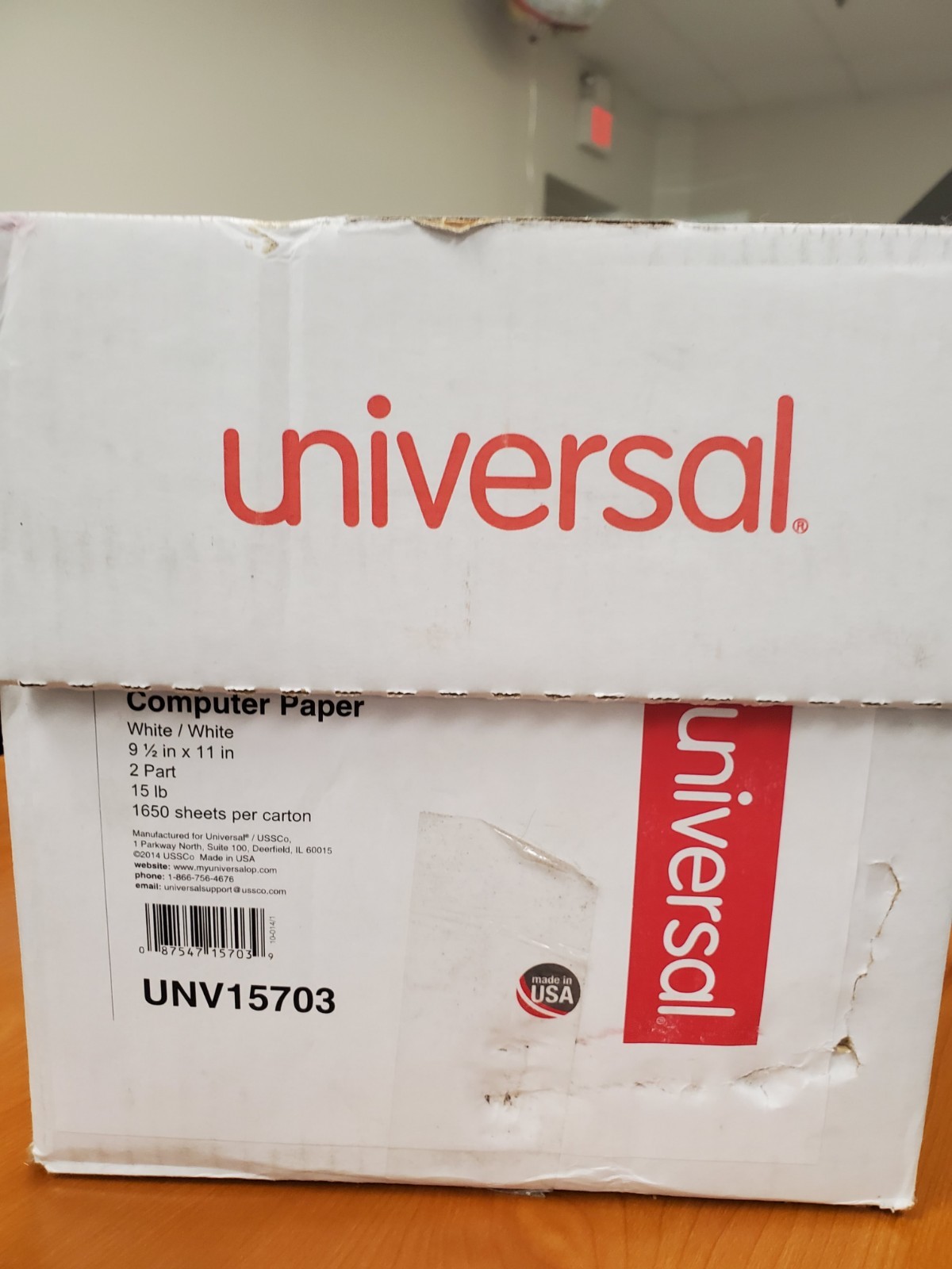 Universal Printer Paper 9.5 x 11 in White 15 lb 2 Part UNV15703