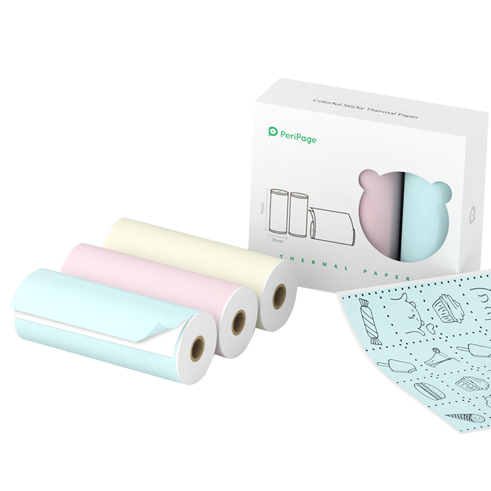 77 x 30mm Self-Adhesive Color Thermal Paper Sticker BPA-Free H5Z0