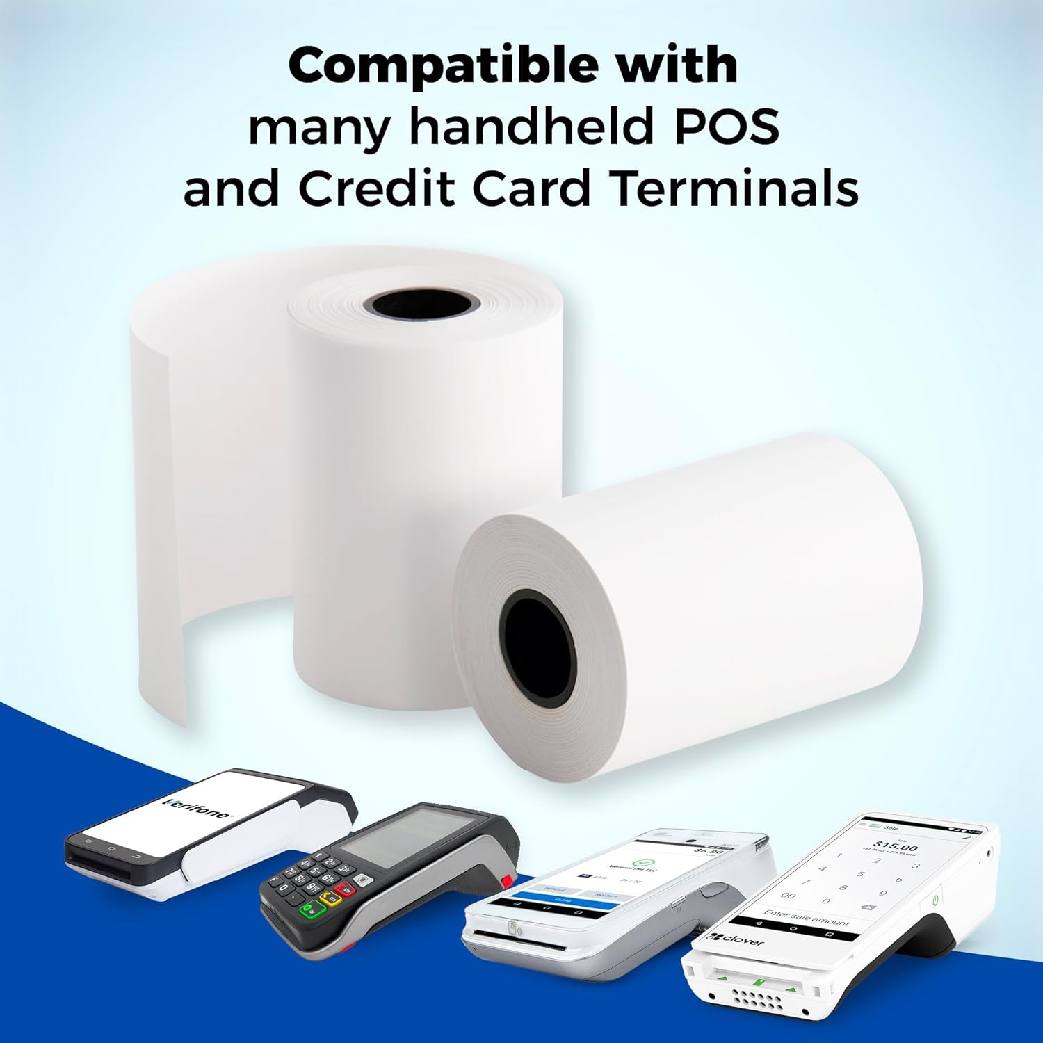 2 1/4” x 65 ft Thermal Paper Receipt Rolls, fits 2 1/4″ x 65 feet, White