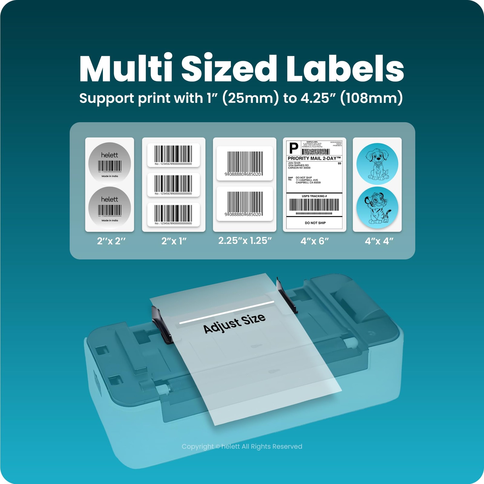 helett® H30C Lite USB Direct Thermal 4×6 Shipping Label Black