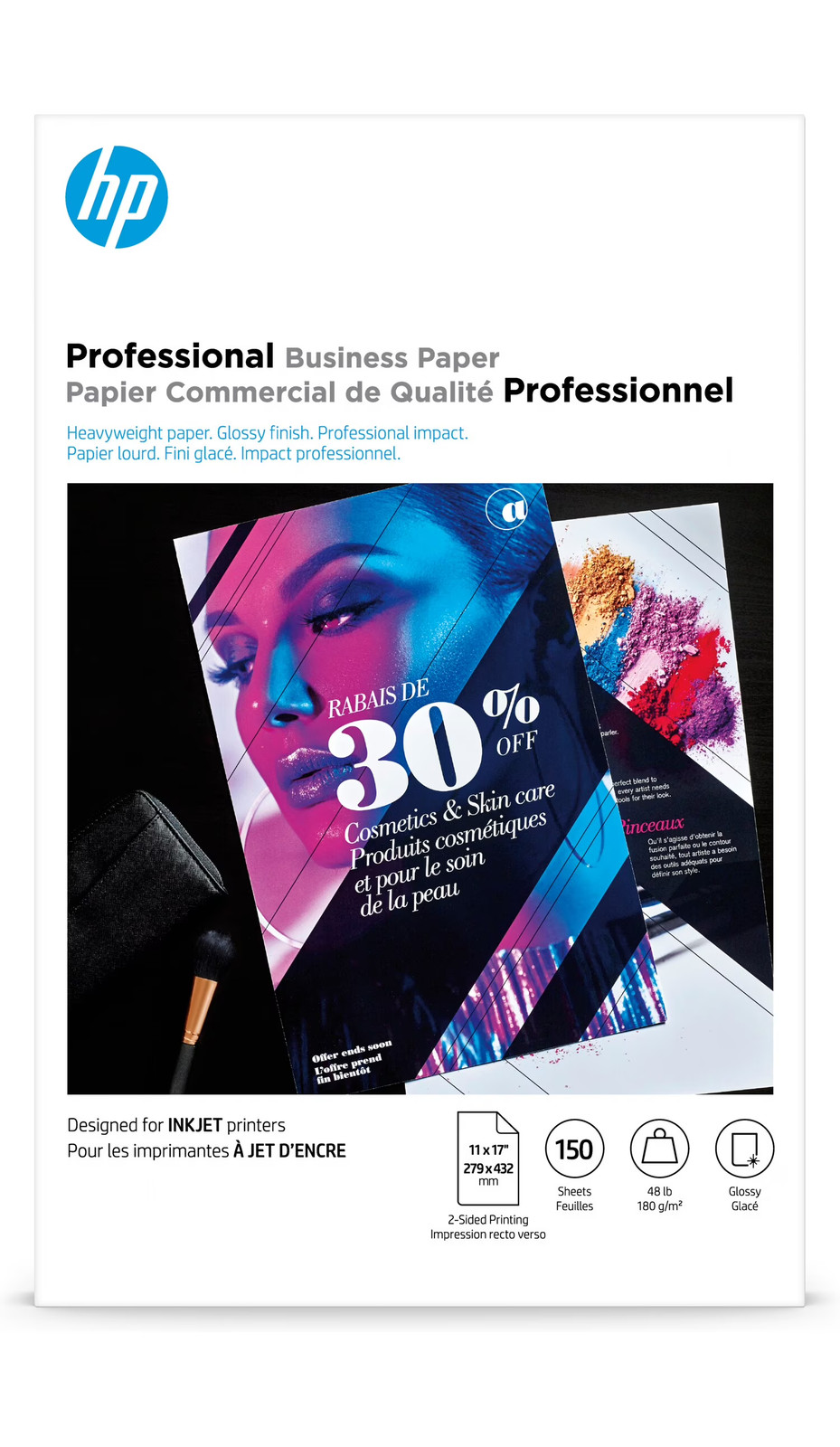 HP Inkjet Print Brochure Paper Ledger/Tabloid 11″ x 17″ Glossy White CG932A