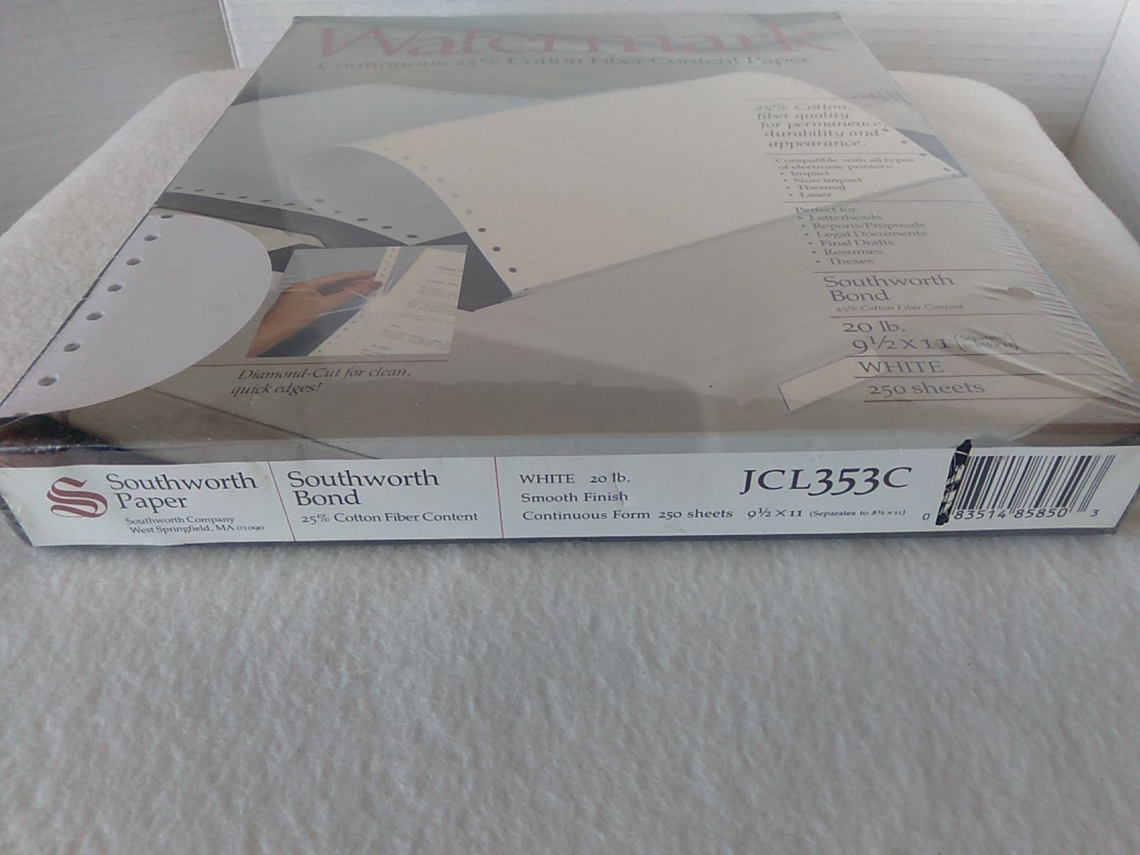 Southworth – Watermark Continuous 25% Cotton Fiber Content Paper JCL353C – NEW