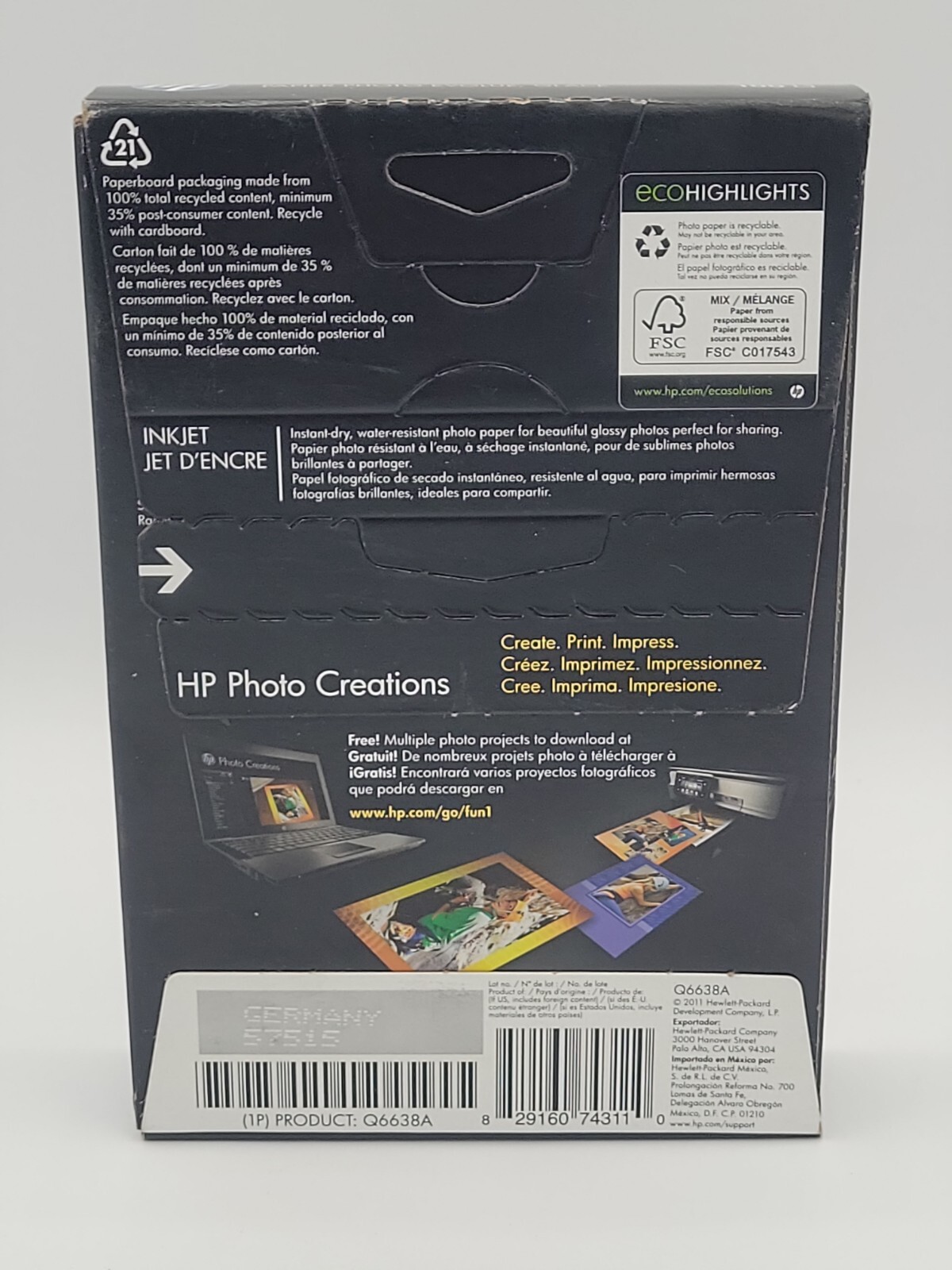 HP Advanced Photo Paper 4”x6” Glossy 100 Sheets Brand New Sealed
