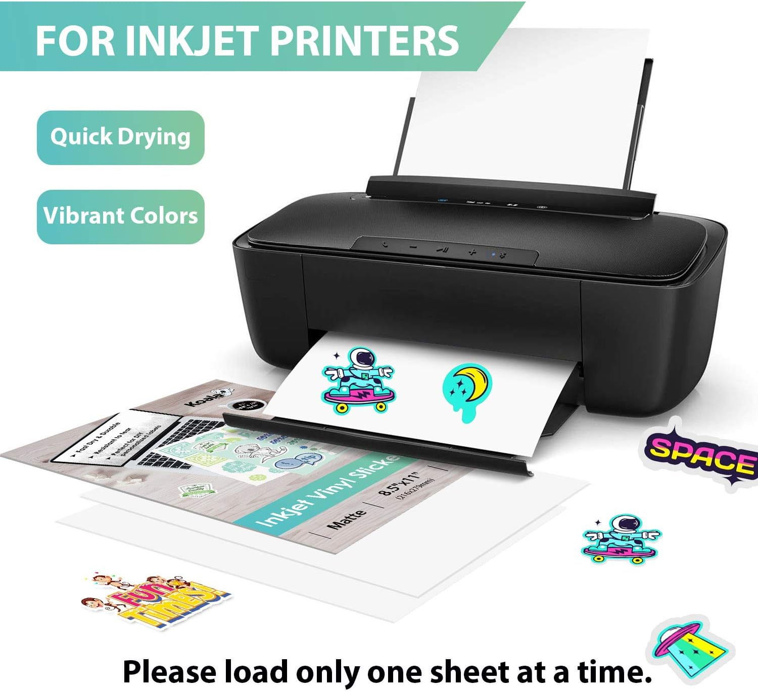 Printable Vinyl Sticker Paper for Inkjet Printer – 20 Sheets Matte White Vinyl S