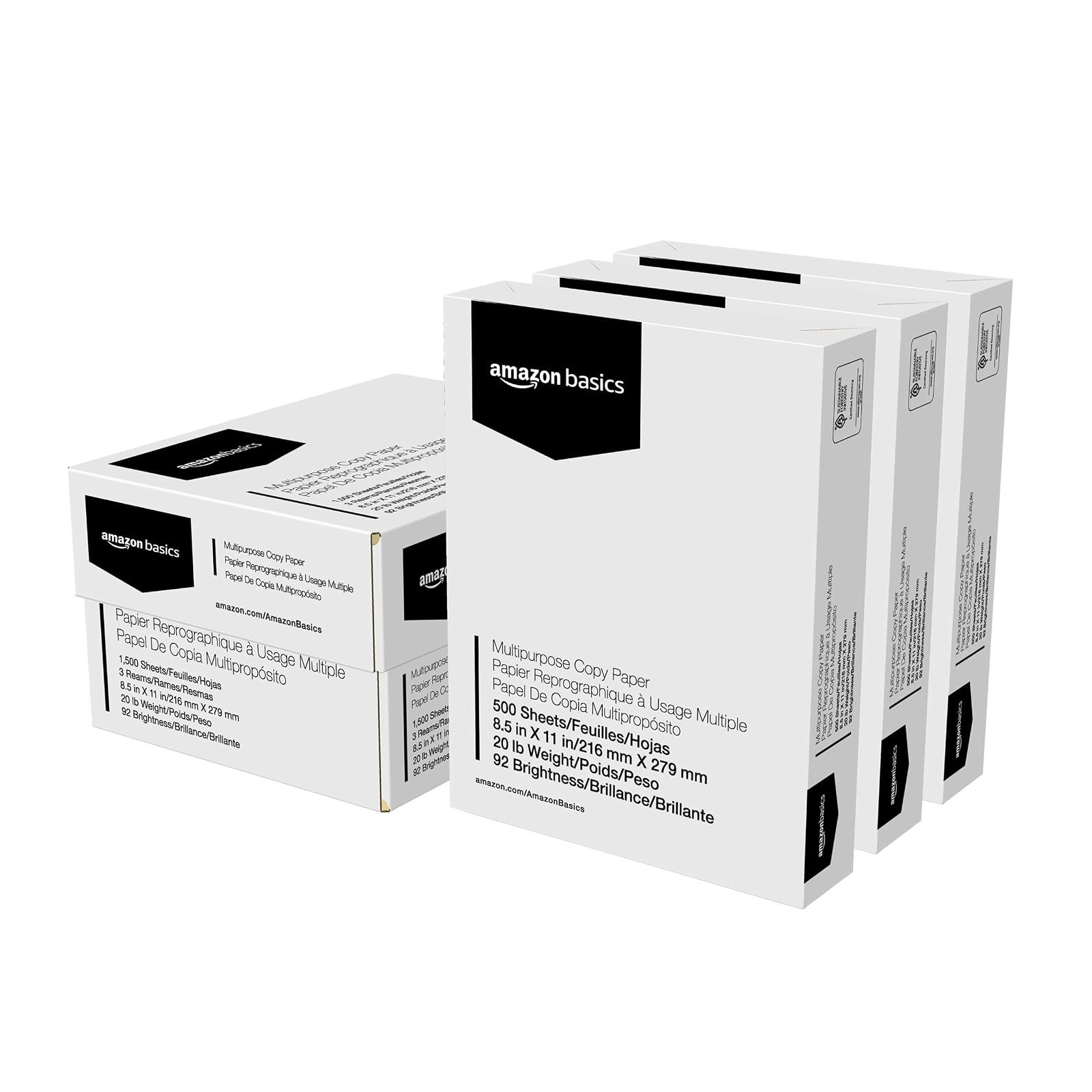 Amazon Basics Multipurpose Copy Printer Paper, 8.5 x 11, 20 lb, 500 Sheets