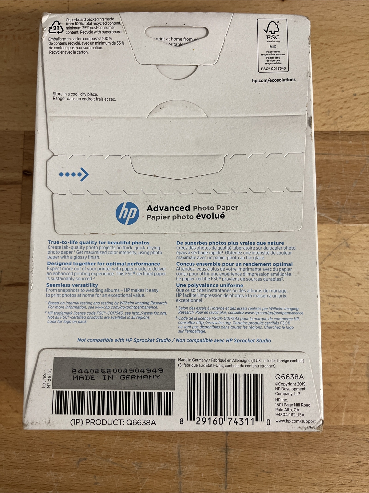 Hewlett Packard Q6638A 4 x 6 inch Glossy Printer Paper – 100 Sheets