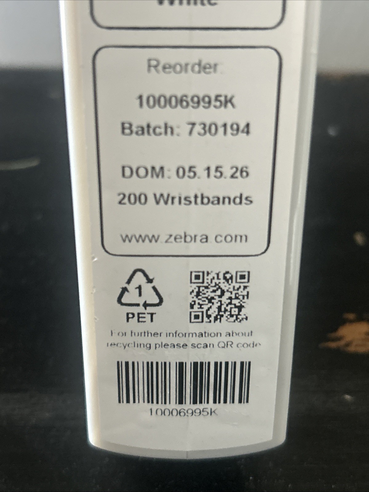 Genuine Zebra 10006995K- Band Comfort Wristband 1″x11″ 200 Wristbands