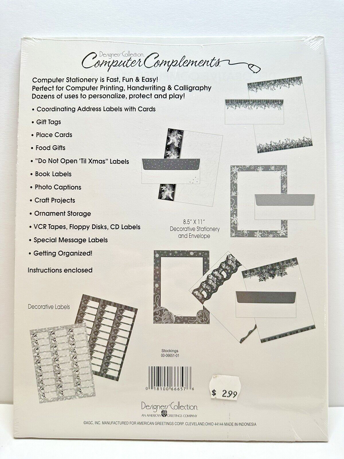 Computer Printer Letter Stationary Paper Christmas Snowman Stocking Noel