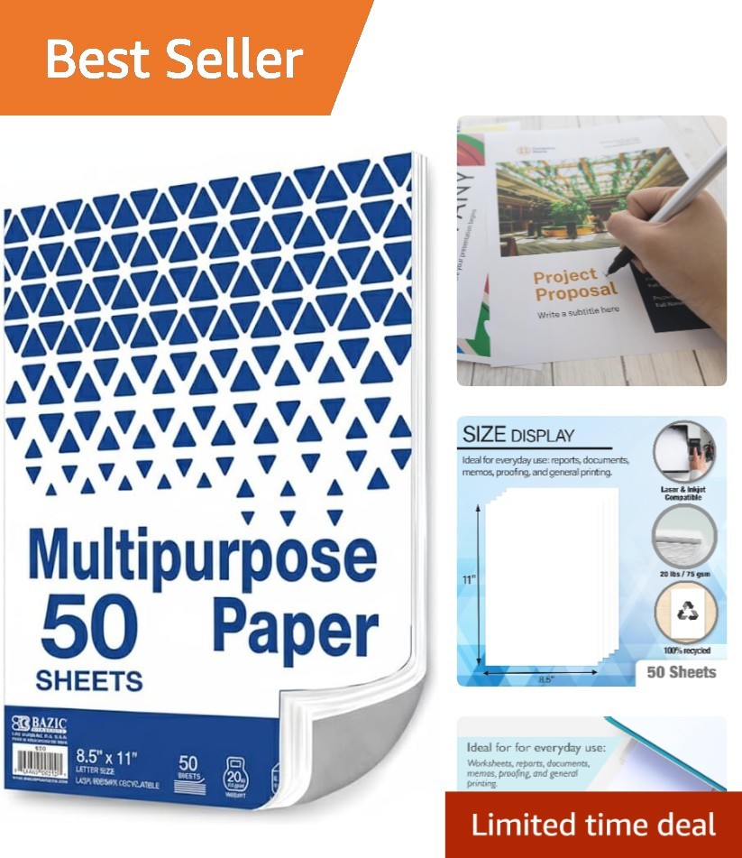 Eco-Friendly Biodegradable Printer Paper – 50 Sheets 8.5″ x 11″ White Finish