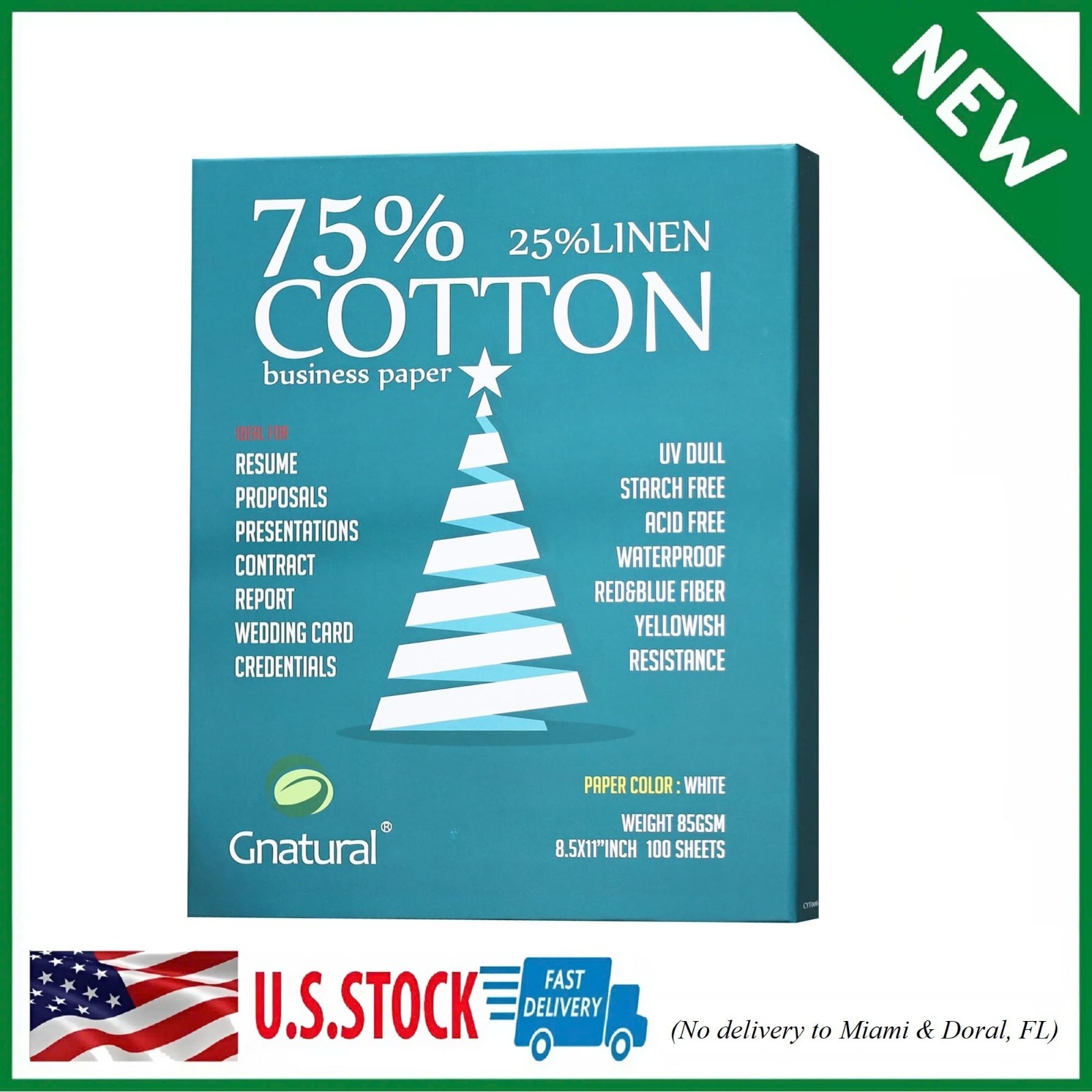 75% Cotton 25% Linen Paper, 85gsm Inkjet 8.5″×11″, White