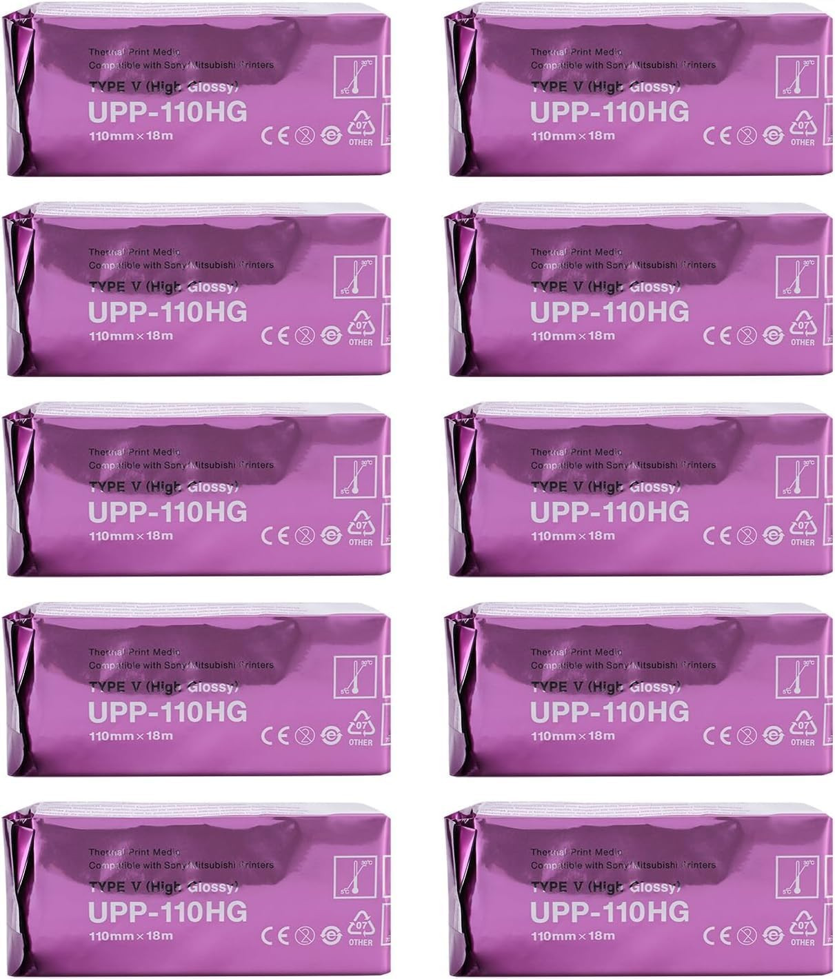 Ultrasound Film/Media UPP-110HG Compatible High Gloss Ultrasound Paper 10 Rolls