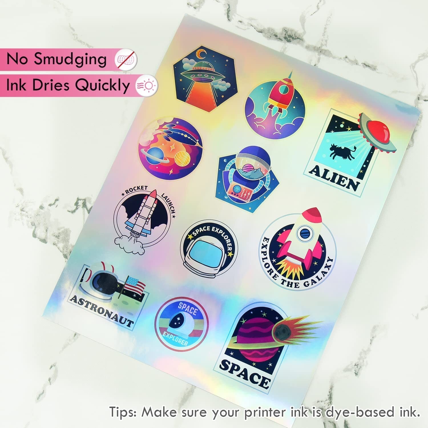 25PCS Holographic Vinyl Sticker Paper Printable Glossy Self Adhesive for Inkjet