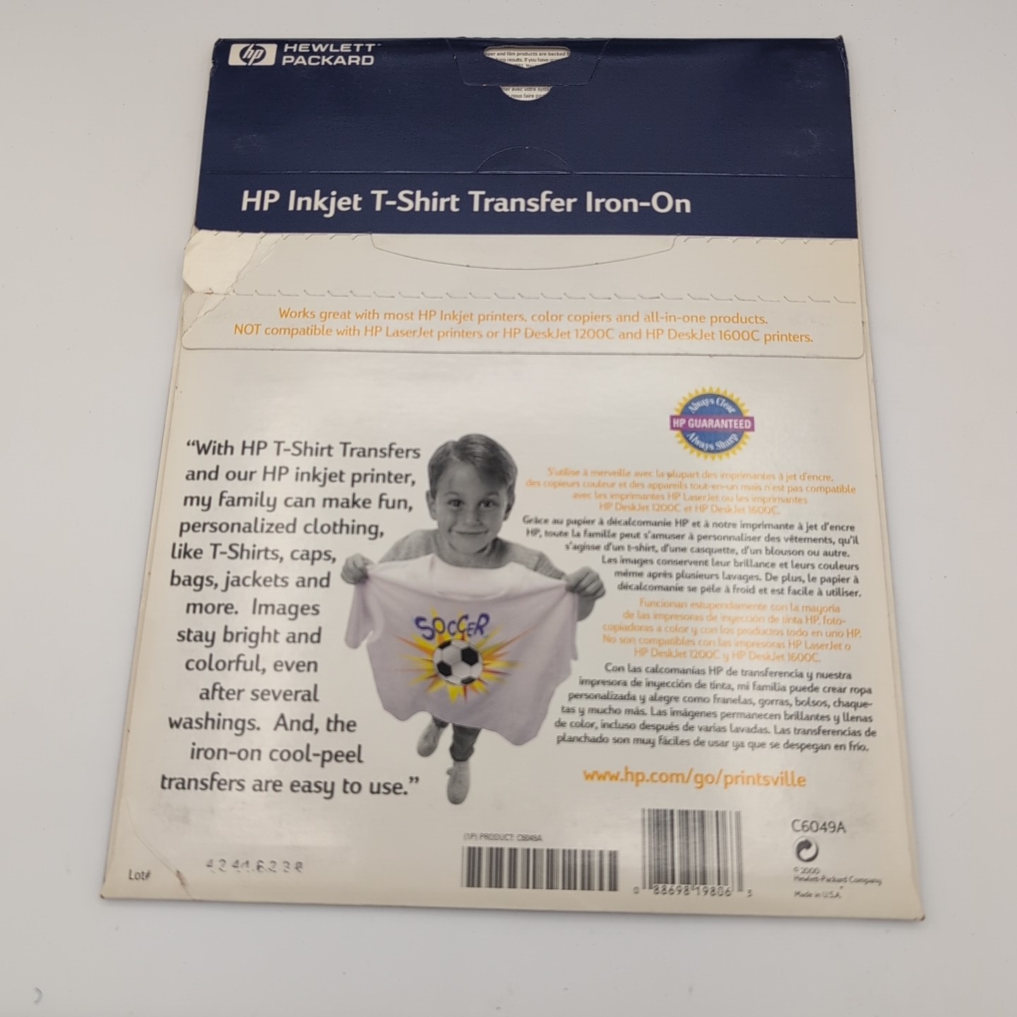 Lot Of 7 Packs Of 10 HP Hewlett Packard Inkjet T-Shirt Transfer Iron On Sheets