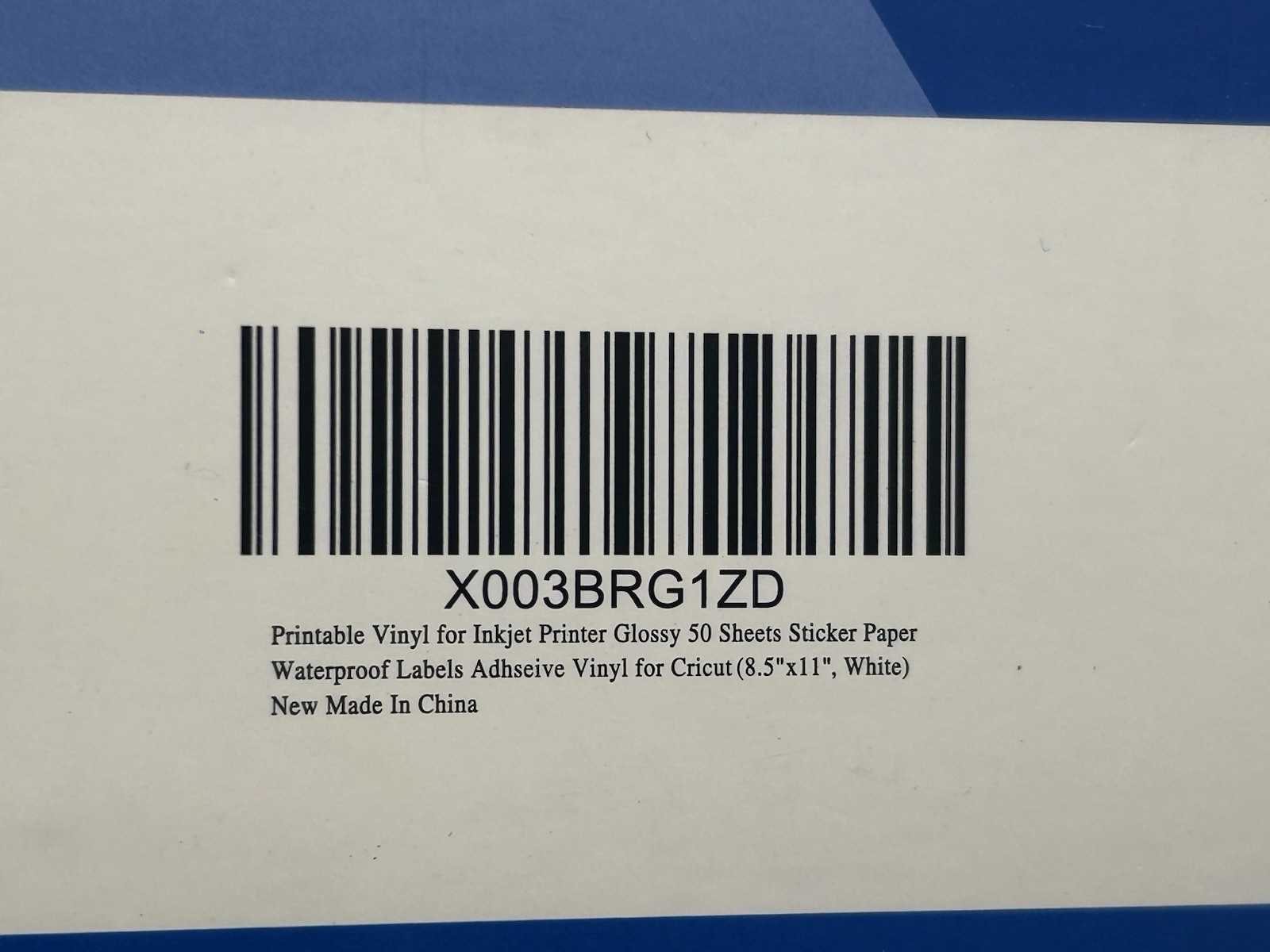 QYH Printable Vinyl for Inkjet Printer Glossy 50 Sheets Sticker Paper Waterproof